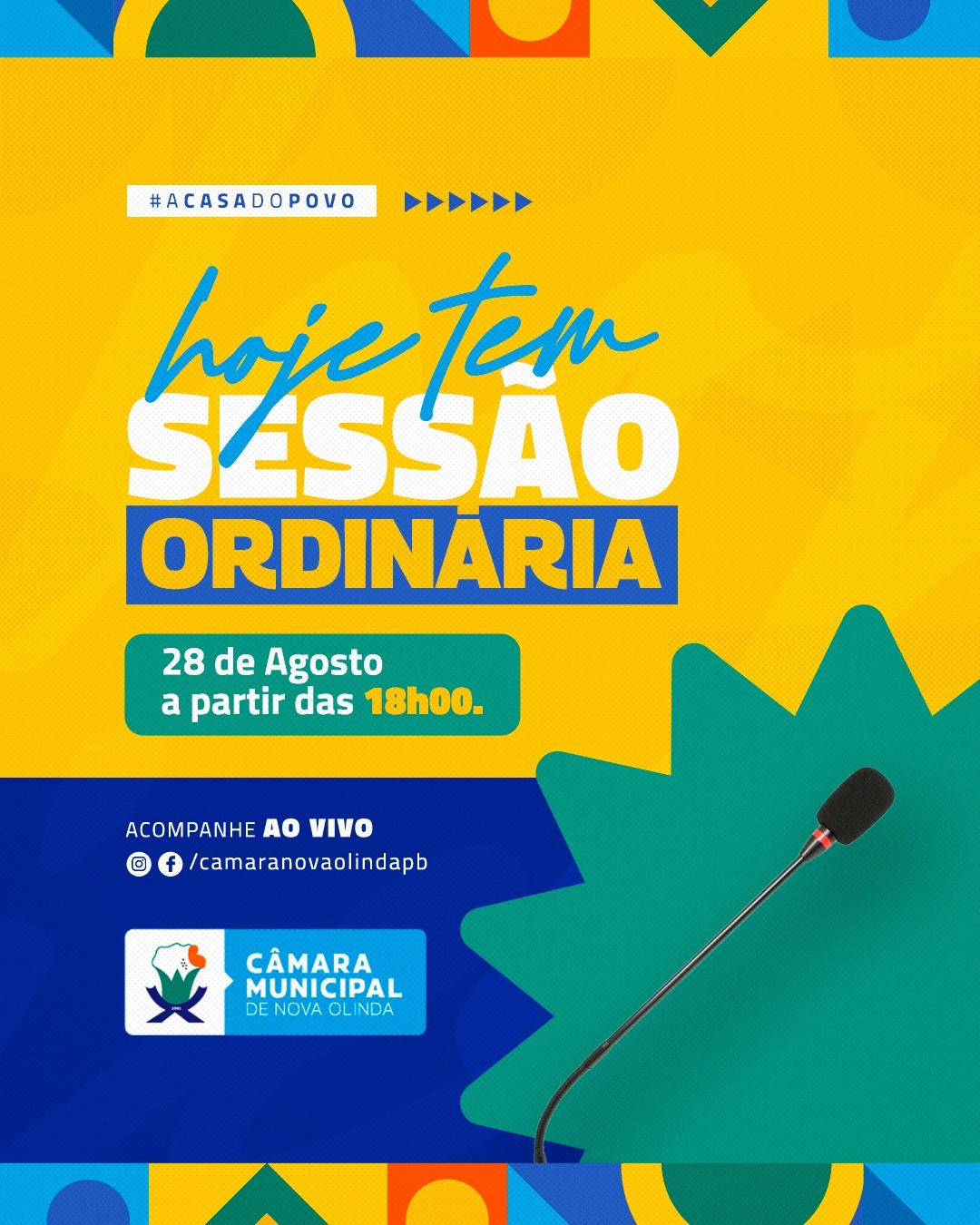 Câmara Municipal de Nova Olinda realizará nesta quinta-feira, 28 de agosto de 2025, mais uma sessão ordinária