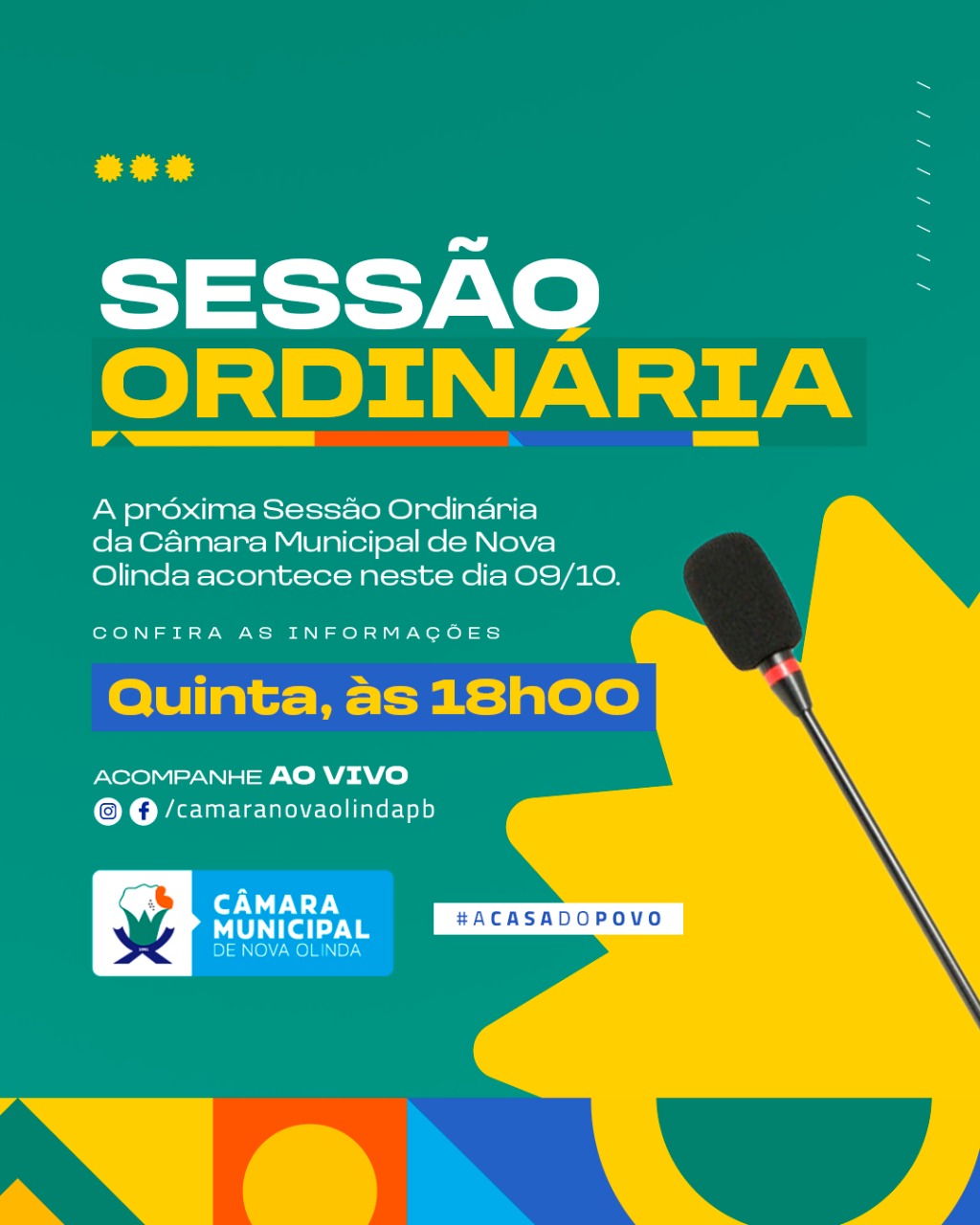 Câmara Municipal de Nova Olinda realiza Sessão Ordinária nesta quinta-feira (09/10)