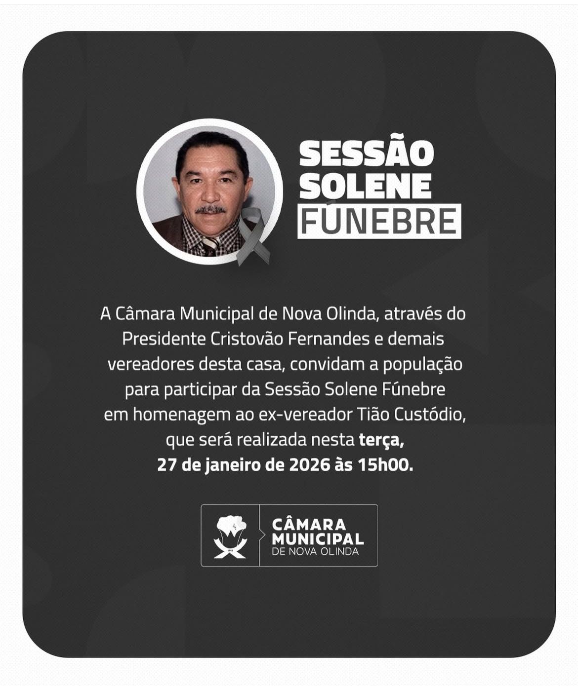 Sessão Solene Fúnebre em homenagem a ex- verador Tião Custódio